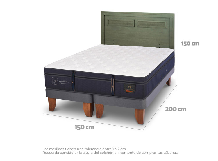 JUEGO DE DORMITORIO CIC CAMA EUROPEA GRAND PREMIUM BD 2 PLAZAS + RESPALDO MILAN OLIVO - 3