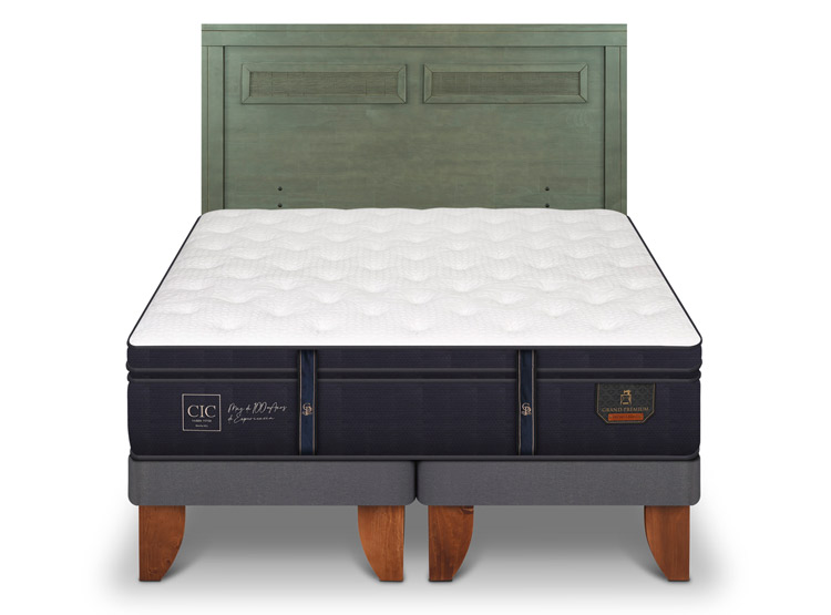 JUEGO DE DORMITORIO CIC CAMA EUROPEA GRAND PREMIUM BD 2 PLAZAS + RESPALDO MILAN OLIVO - 1