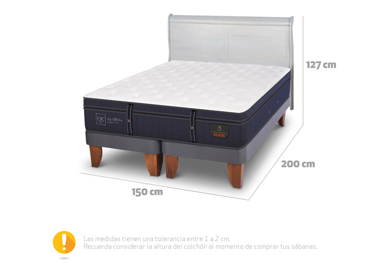 JUEGO DE DORMITORIO CIC CAMA EUROPEA GRAND PREMIUM BD 2 PLAZAS + RESPALDO MIRO ALPINO - 3