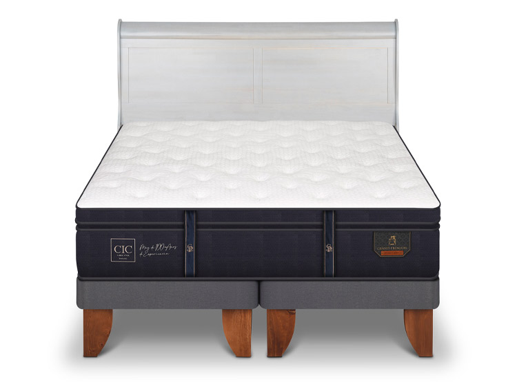 JUEGO DE DORMITORIO CIC CAMA EUROPEA GRAND PREMIUM BD 2 PLAZAS + RESPALDO MIRO ALPINO - 1