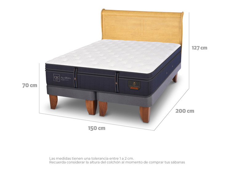 JUEGO DE DORMITORIO CIC CAMA EUROPEA GRAND PREMIUM BD 2 PLAZAS + RESPALDO MIRO MOSTAZA - 3