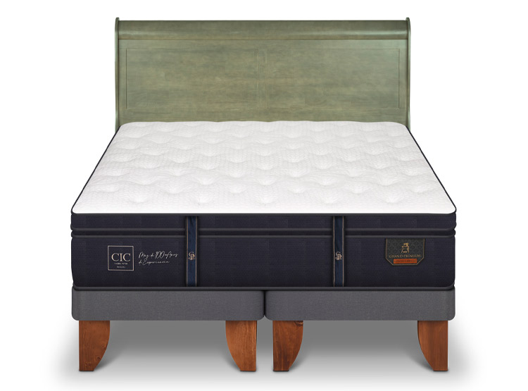 JUEGO DE DORMITORIO CIC CAMA EUROPEA GRAND PREMIUM BD 2 PLAZAS + RESPALDO MIRO OLIVO - 1