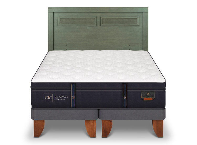 JUEGO DE DORMITORIO CIC CAMA EUROPEA GRAND PREMIUM KING + RESPALDO MILAN OLIVO - 1