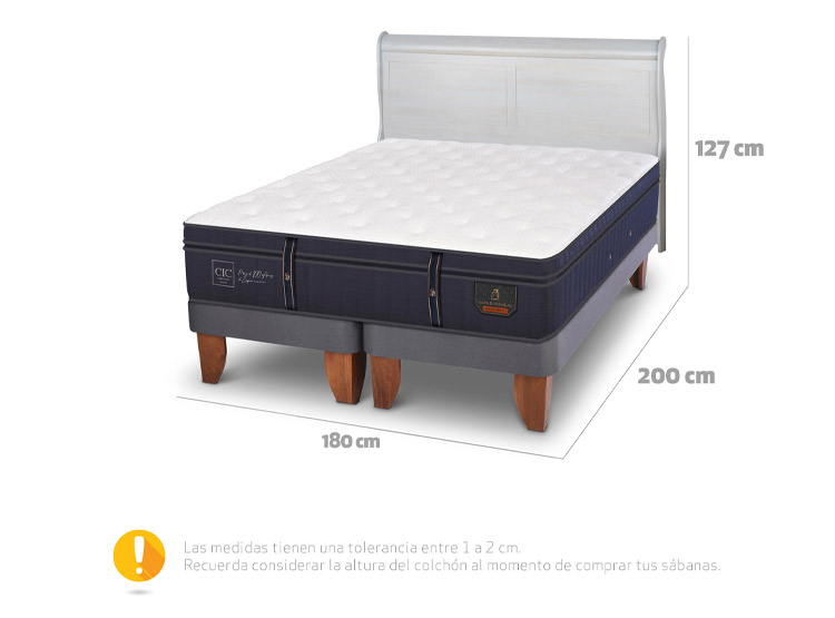 JUEGO DE DORMITORIO CIC CAMA EUROPEA GRAND PREMIUM KING + RESPALDO MIRO ALPINO - 3
