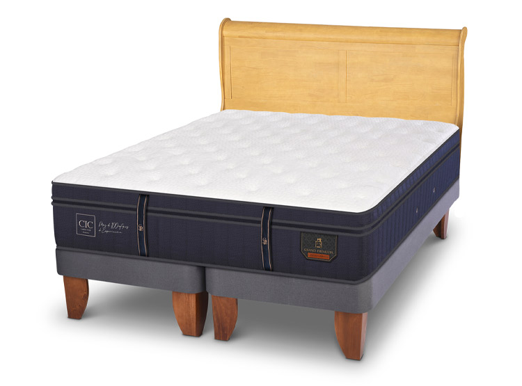 JUEGO DE DORMITORIO CIC CAMA EUROPEA GRAND PREMIUM KING + RESPALDO MIRO MOSTAZA - 2