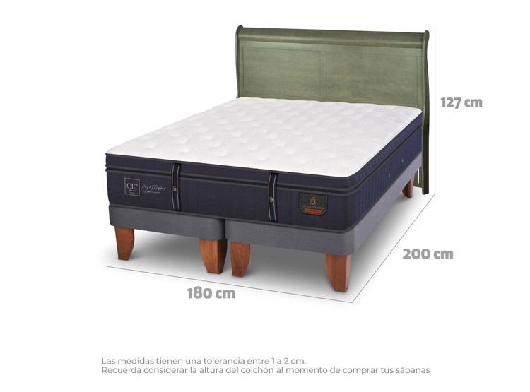 JUEGO DE DORMITORIO CIC CAMA EUROPEA GRAND PREMIUM KING + RESPALDO MIRO OLIVO - 3