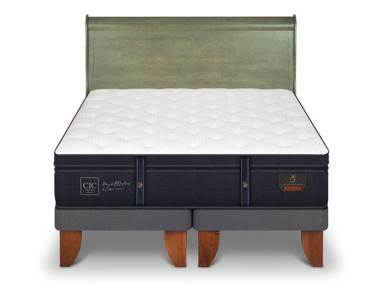 JUEGO DE DORMITORIO CIC CAMA EUROPEA GRAND PREMIUM KING + RESPALDO MIRO OLIVO - 1
