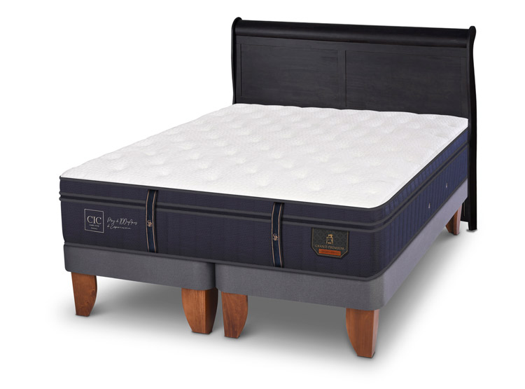 JUEGO DE DORMITORIO CIC CAMA EUROPEA GRAND PREMIUM BD 2 PLAZAS + RESPALDO MIRO NEGRO - 2