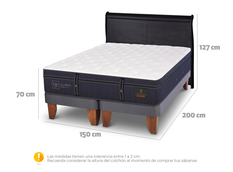 JUEGO DE DORMITORIO CIC CAMA EUROPEA GRAND PREMIUM BD 2 PLAZAS + RESPALDO MIRO NEGRO - 3