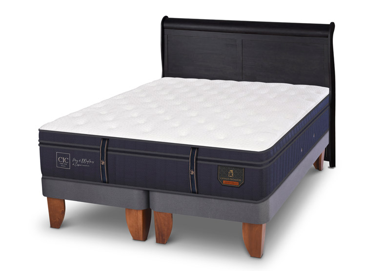 JUEGO DE DORMITORIO CIC CAMA EUROPEA GRAND PREMIUM KING + RESPALDO MIRO NEGRO - 2