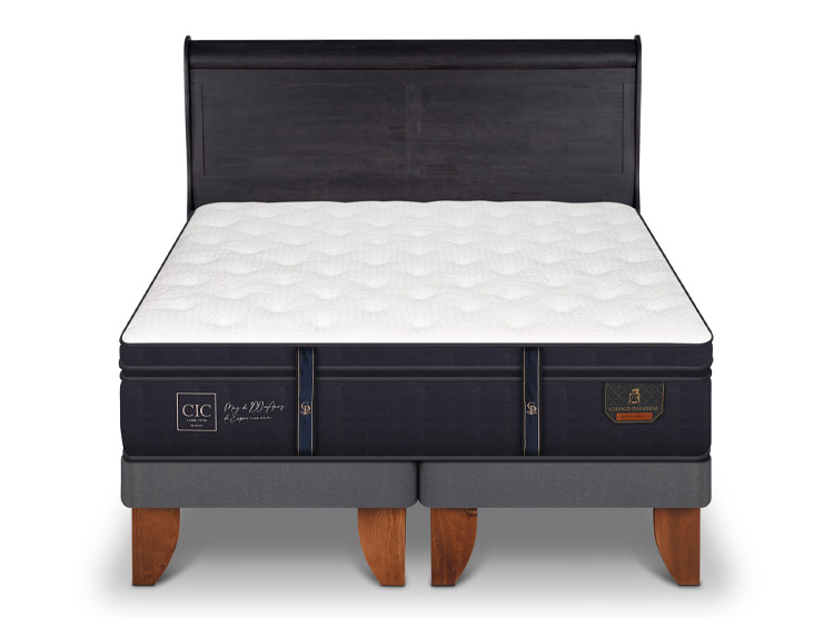 JUEGO DE DORMITORIO CIC CAMA EUROPEA GRAND PREMIUM KING + RESPALDO MIRO NEGRO - 1