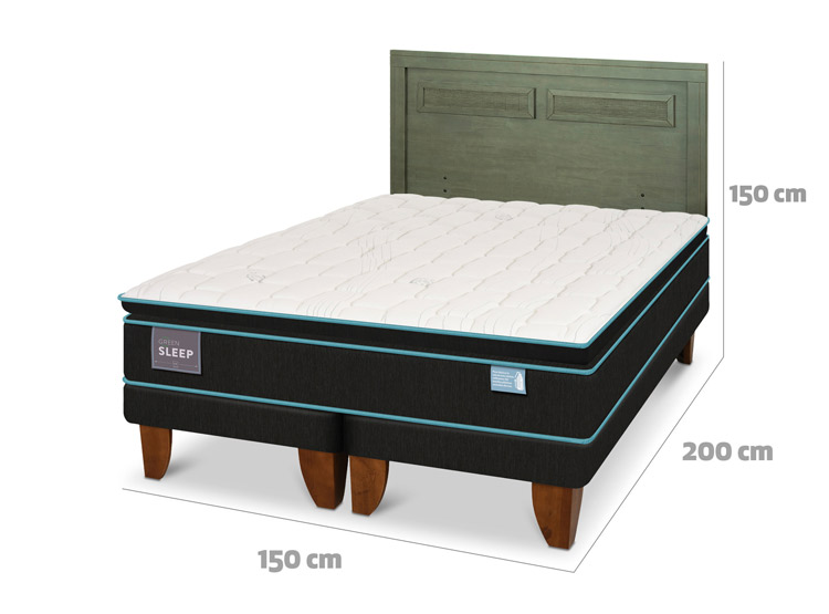 JUEGO DE DORMITORIO CIC CAMA EUROPEA GREEN SLEEP BD 2 PLAZAS + RESPALDO MILAN OLIVO - 3