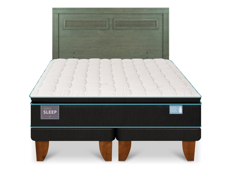 JUEGO DE DORMITORIO CIC CAMA EUROPEA GREEN SLEEP BD 2 PLAZAS + RESPALDO MILAN OLIVO - 1