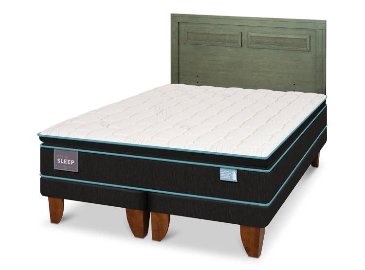JUEGO DE DORMITORIO CIC CAMA EUROPEA GREEN SLEEP KING + RESPALDO MILAN OLIVO - 2