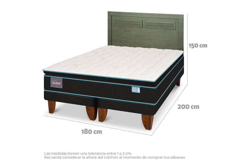 JUEGO DE DORMITORIO CIC CAMA EUROPEA GREEN SLEEP KING + RESPALDO MILAN OLIVO - 3
