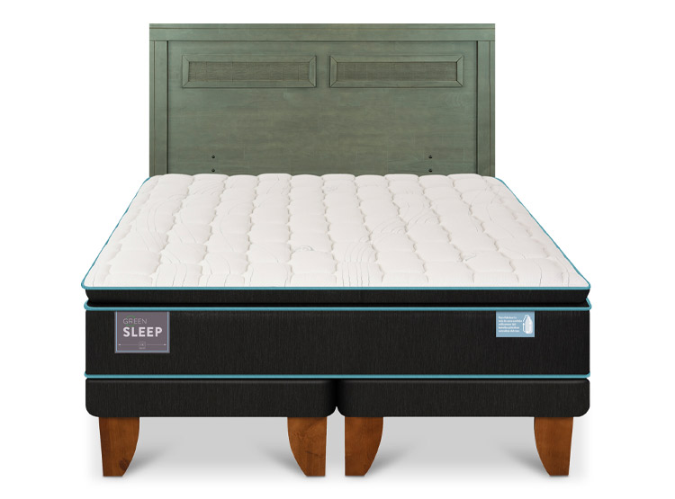 JUEGO DE DORMITORIO CIC CAMA EUROPEA GREEN SLEEP KING + RESPALDO MILAN OLIVO - 1