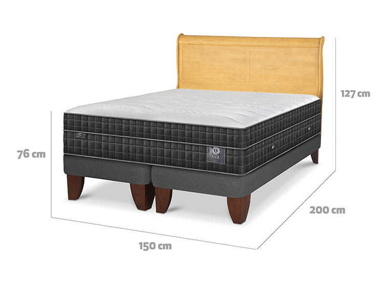 JUEGO DE DORMITORIO CIC CAMA EUROPEA LUX BD 2 PLAZAS + RESPALDO MIRO MOSTAZA - 3