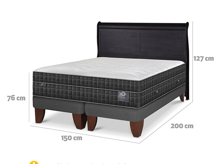 JUEGO DE DORMITORIO CIC CAMA EUROPEA LUX BD 2 PLAZAS + RESPALDO MIRO NEGRO - 3