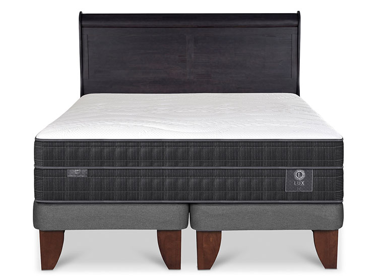 JUEGO DE DORMITORIO CIC CAMA EUROPEA LUX BD 2 PLAZAS + RESPALDO MIRO NEGRO - 1