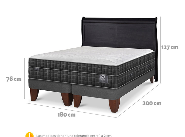 JUEGO DE DORMITORIO CIC CAMA EUROPEA LUX KING + RESPALDO MIRO NEGRO - 3