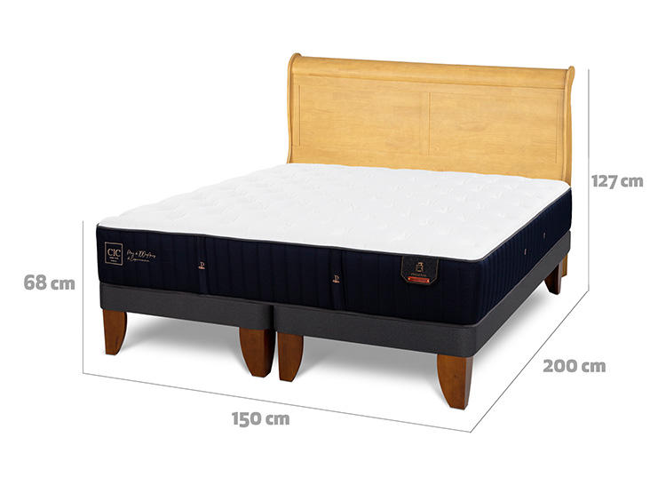 JUEGO DE DORMITORIO CIC CAMA EUROPEA PREMIUM BD 2 PLAZAS + RESPALDO MIRO MOSTAZA - 3