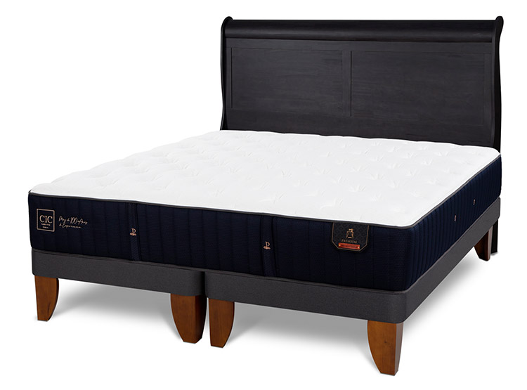 JUEGO DE DORMITORIO CIC CAMA EUROPEA PREMIUM BD 2 PLAZAS + RESPALDO MIRO NEGRO - 2