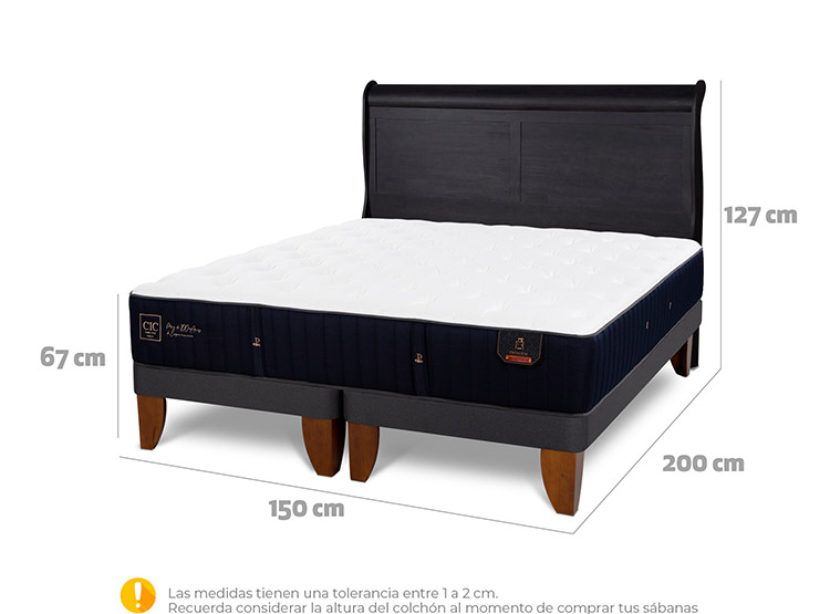 JUEGO DE DORMITORIO CIC CAMA EUROPEA PREMIUM BD 2 PLAZAS + RESPALDO MIRO NEGRO - 3