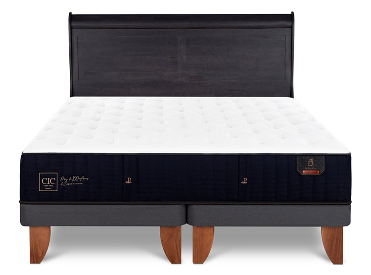 JUEGO DE DORMITORIO CIC CAMA EUROPEA PREMIUM BD 2 PLAZAS + RESPALDO MIRO NEGRO - 1