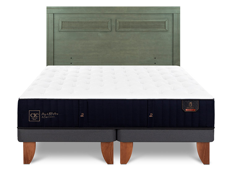 JUEGO DE DORMITORIO CIC CAMA EUROPEA PREMIUM KING + RESPALDO MILAN OLIVO - 1