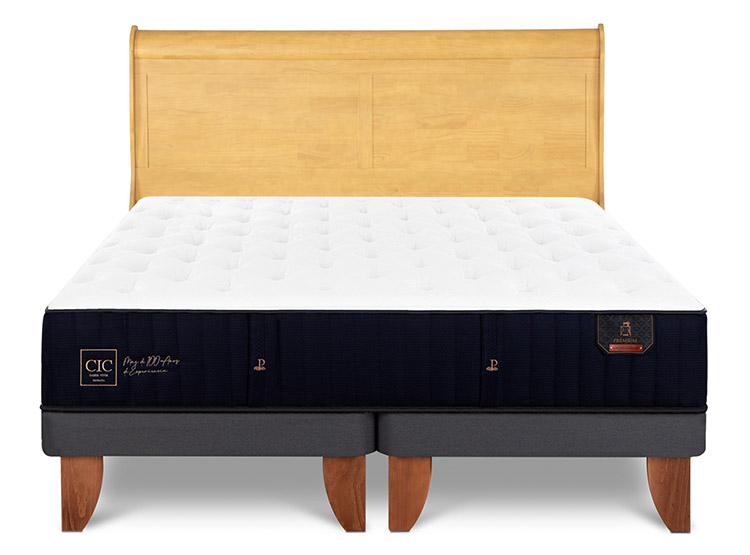 JUEGO DE DORMITORIO CIC CAMA EUROPEA PREMIUM KING + RESPALDO MIRO MOSTAZA - 1