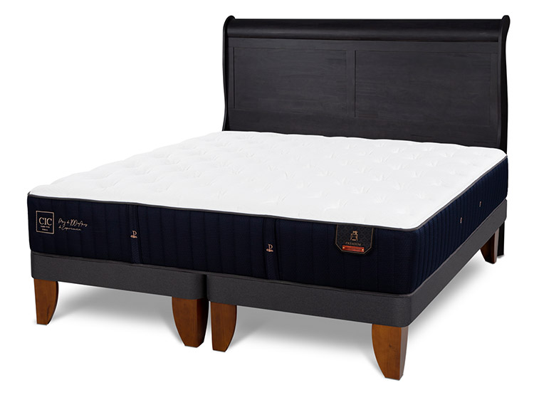 JUEGO DE DORMITORIO CIC CAMA EUROPEA PREMIUM KING + RESPALDO MIRO NEGRO - 2