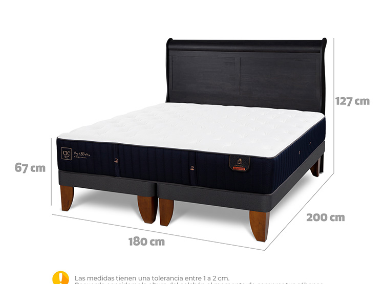 JUEGO DE DORMITORIO CIC CAMA EUROPEA PREMIUM KING + RESPALDO MIRO NEGRO - 3