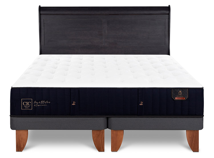 JUEGO DE DORMITORIO CIC CAMA EUROPEA PREMIUM KING + RESPALDO MIRO NEGRO - 1