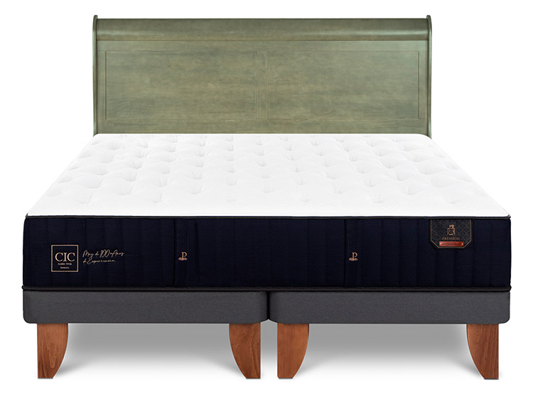 JUEGO DE DORMITORIO CIC CAMA EUROPEA PREMIUM KING + RESPALDO MIRO OLIVO - 1