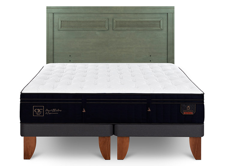 JUEGO DE DORMITORIO CIC CAMA EUROPEA SUPER PREMIUM BD 2 PLAZAS + RESPALDO MILAN OLIVO - 1