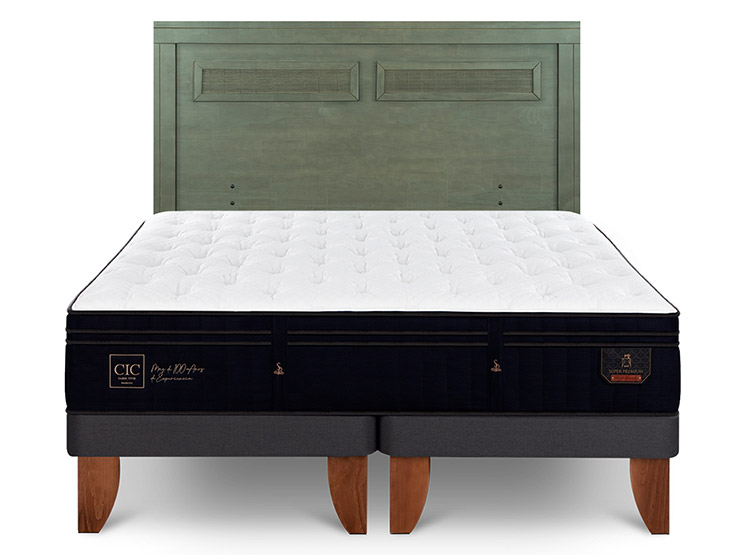 JUEGO DE DORMITORIO CIC CAMA EUROPEA SUPER PREMIUM KING + RESPALDO MILAN OLIVO - 1