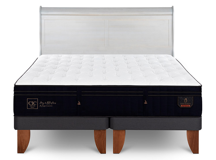 JUEGO DE DORMITORIO CIC CAMA EUROPEA SUPER PREMIUM BD 2 PLAZAS + RESPALDO MIRO ALPINO - 1