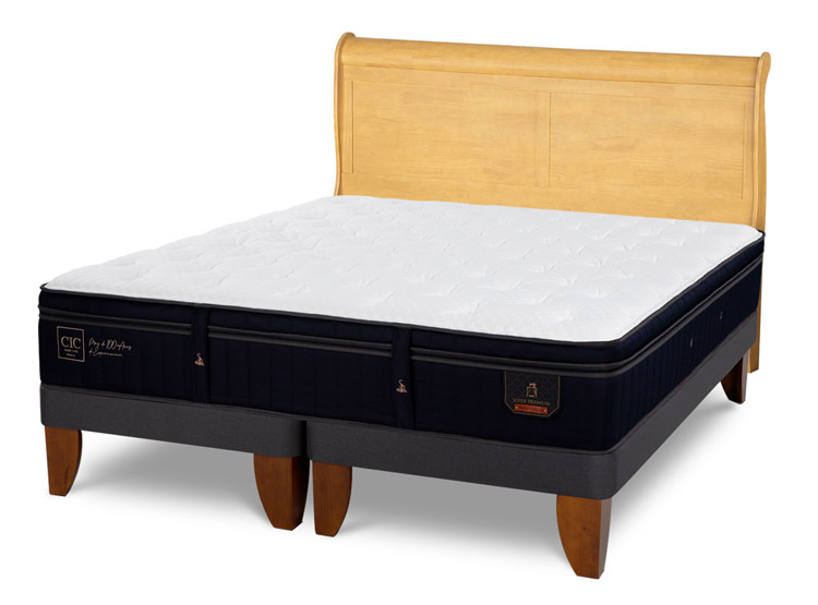 JUEGO DE DORMITORIO CIC CAMA EUROPEA SUPER PREMIUM BD 2 PLAZAS + RESPALDO MIRO MOSTAZA - 2