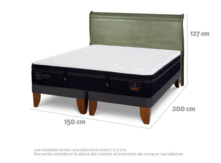JUEGO DE DORMITORIO CIC CAMA EUROPEA SUPER PREMIUM BD 2 PLAZAS + RESPALDO MIRO OLIVO - 3