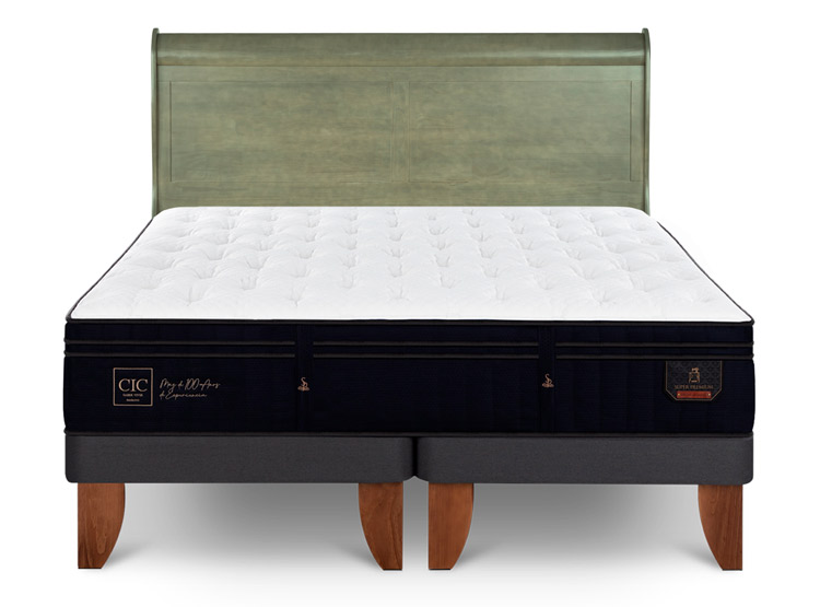 JUEGO DE DORMITORIO CIC CAMA EUROPEA SUPER PREMIUM BD 2 PLAZAS + RESPALDO MIRO OLIVO - 1