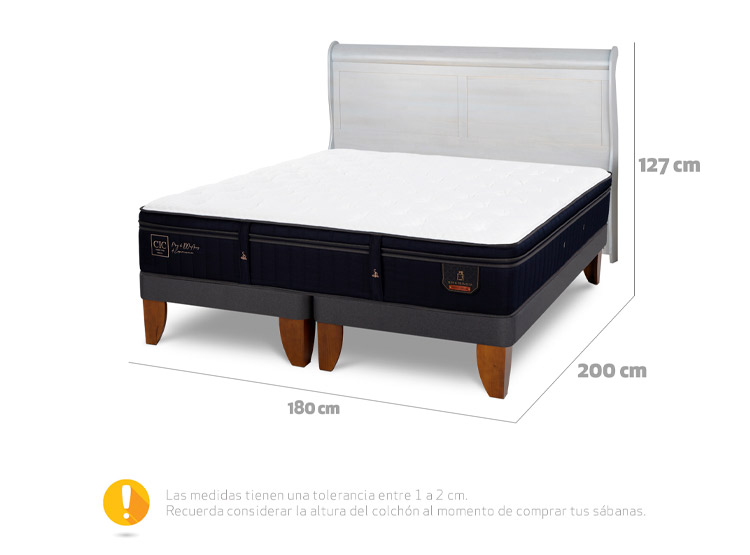 JUEGO DE DORMITORIO CIC CAMA EUROPEA SUPER PREMIUM KING + RESPALDO MIRO ALPINO - 3