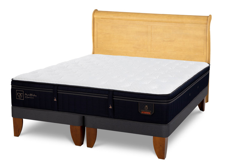 JUEGO DE DORMITORIO CIC CAMA EUROPEA SUPER PREMIUM KING + RESPALDO MIRO MOSTAZA - 2