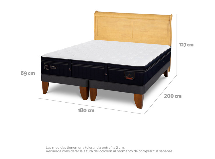 JUEGO DE DORMITORIO CIC CAMA EUROPEA SUPER PREMIUM KING + RESPALDO MIRO MOSTAZA - 3