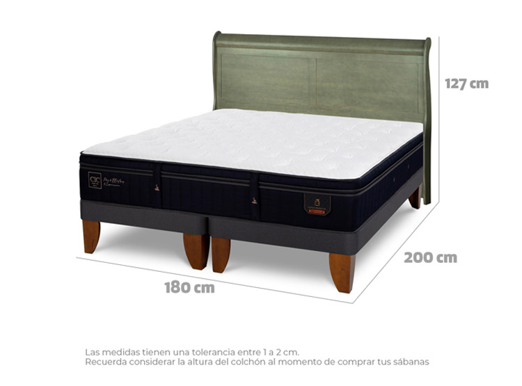 JUEGO DE DORMITORIO CIC CAMA EUROPEA SUPER PREMIUM KING + RESPALDO MIRO OLIVO - 3