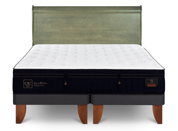JUEGO DE DORMITORIO CIC CAMA EUROPEA SUPER PREMIUM KING + RESPALDO MIRO OLIVO - 1
