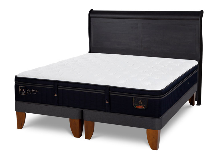 JUEGO DE DORMITORIO CIC CAMA EUROPEA SUPER PREMIUM KING + RESPALDO MIRO NEGRO - 2