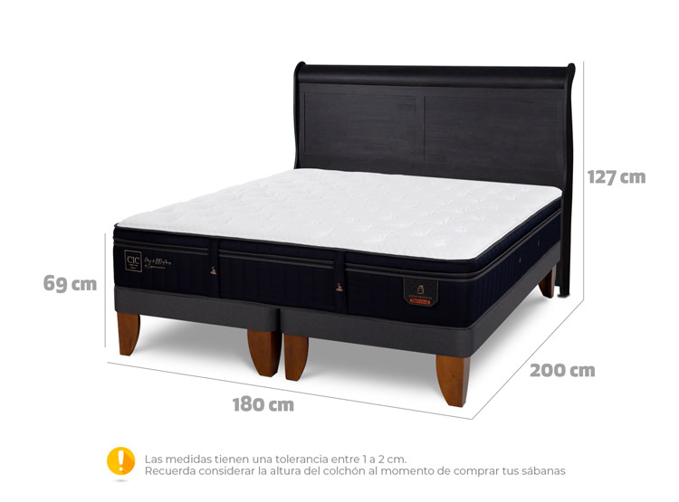 JUEGO DE DORMITORIO CIC CAMA EUROPEA SUPER PREMIUM KING + RESPALDO MIRO NEGRO - 3