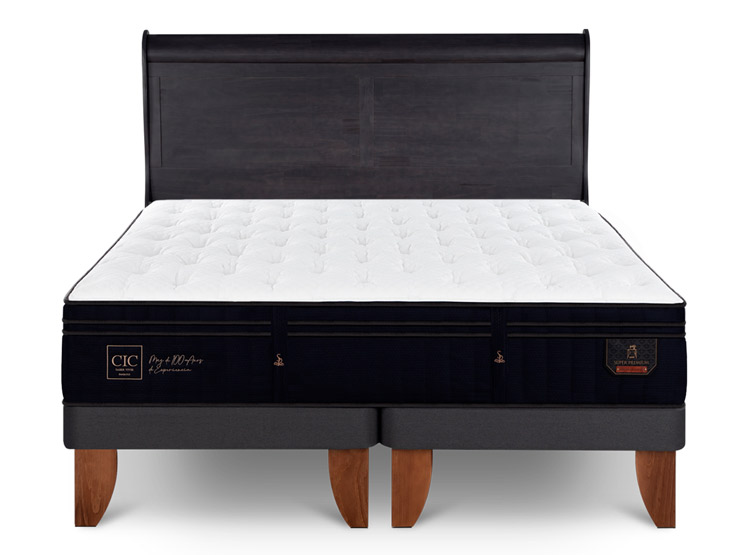 JUEGO DE DORMITORIO CIC CAMA EUROPEA SUPER PREMIUM KING + RESPALDO MIRO NEGRO - 1