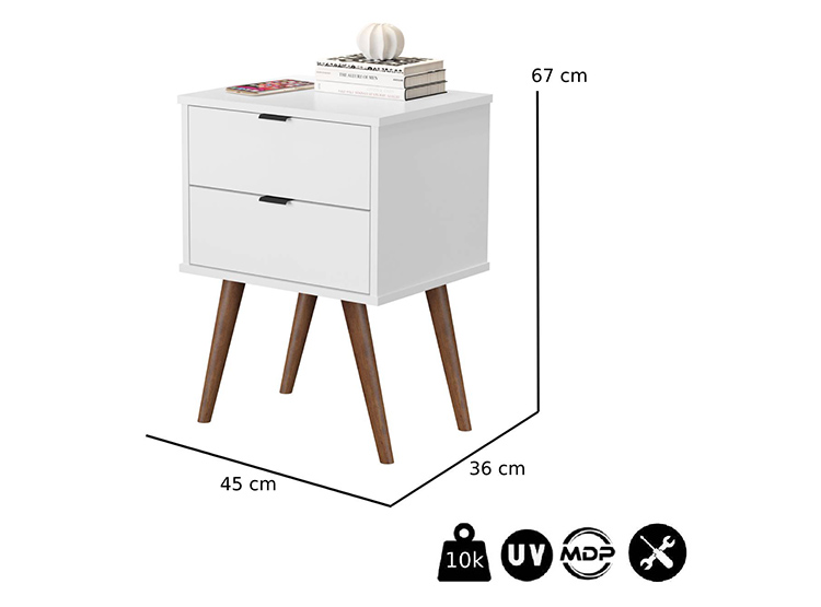VELADOR BE DESIGN LUXOR 2 CAJONES BLANCO - 4