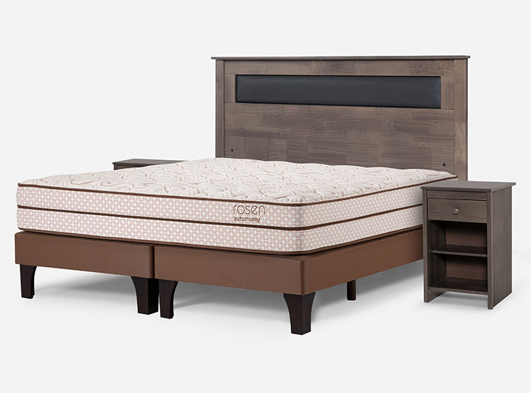 JUEGO DE DORMITORIO ROSEN CAMA EUROPEA AUTONOMY LAND PB BD 2 PLAZAS + SET FERRARA GRIS - 2
